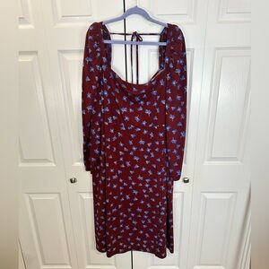 Eloquii Square Neck Printed Midi Dress with Slit